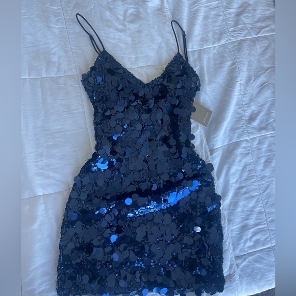 Meshki Dresses & Skirts - The ROMILY Sequin Mini Dress in Midnight Navy